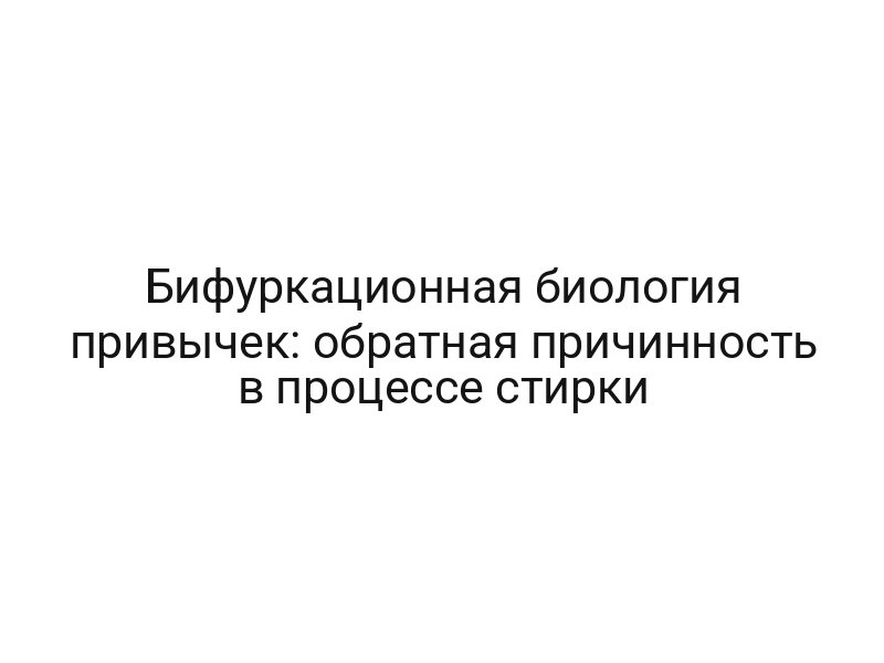 Бифуркационная биология привычек: обратная причинность в процессе стирки