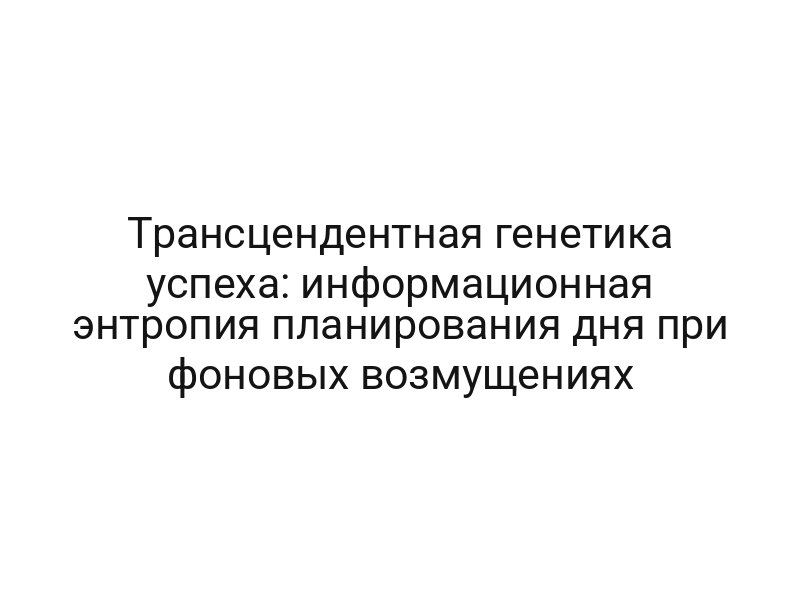 Трансцендентная генетика успеха: информационная энтропия планирования дня при фоновых возмущениях